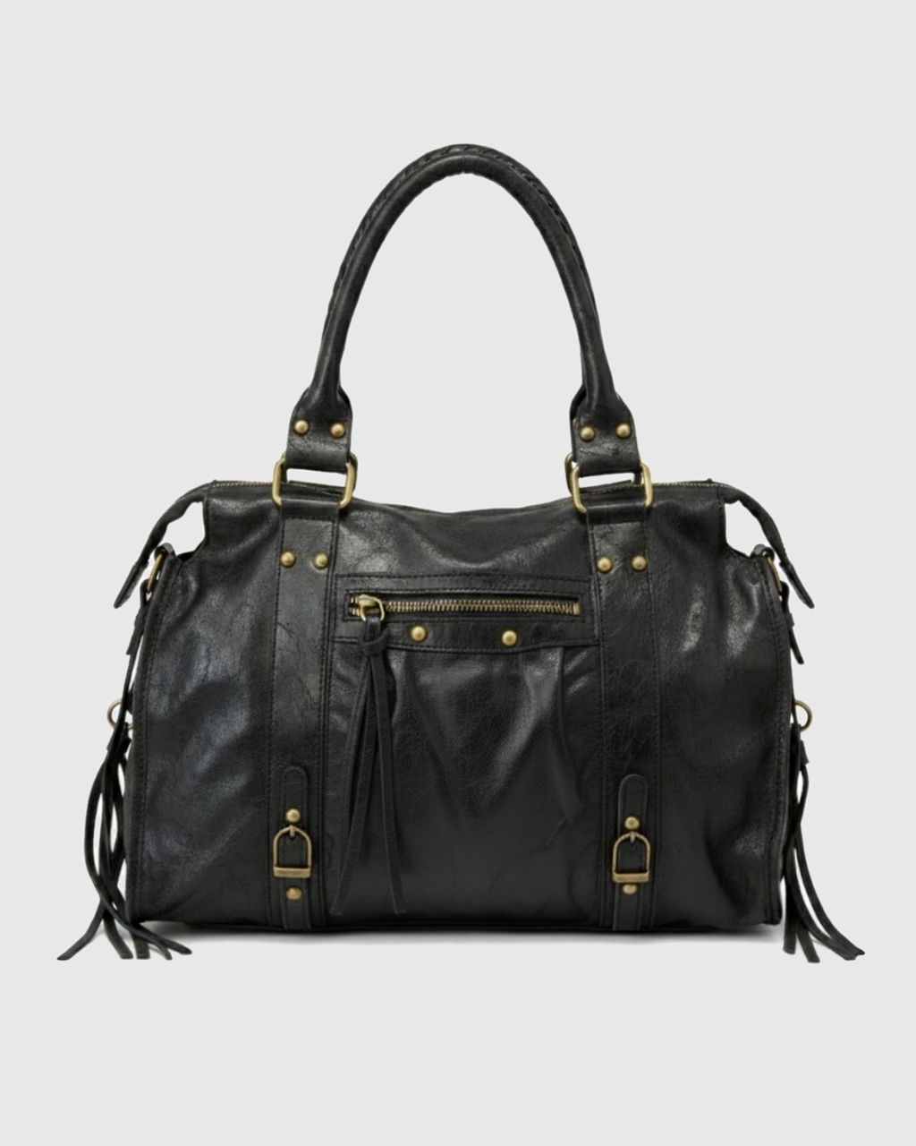 Talia Bag in black leather, front view