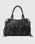 Talia Bag in black leather, front view