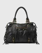Talia Bag in black leather, front view